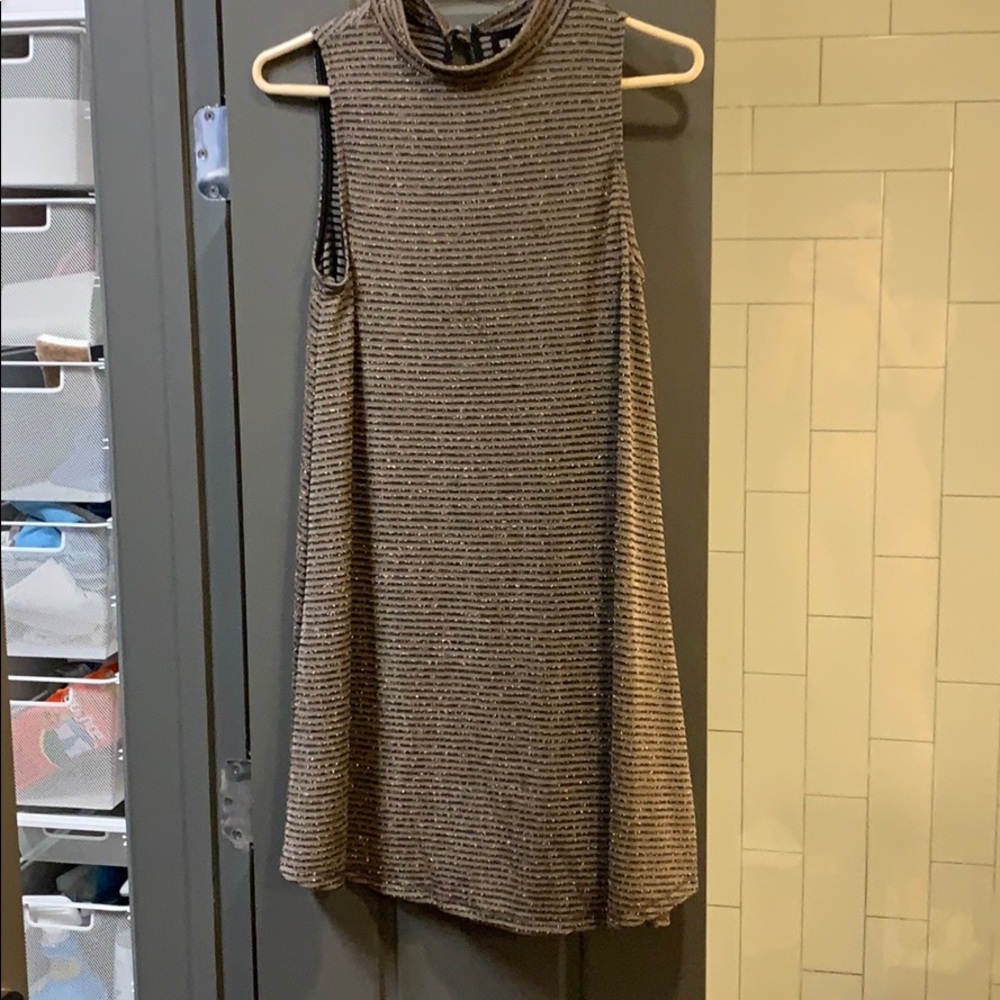 Black and sparkly bronze high neck dress